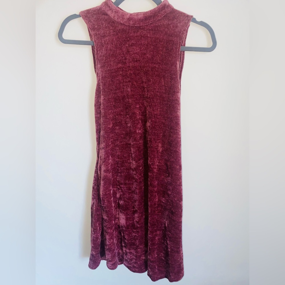 Maroon, knee-length velvet dress, size small, Altar’d State